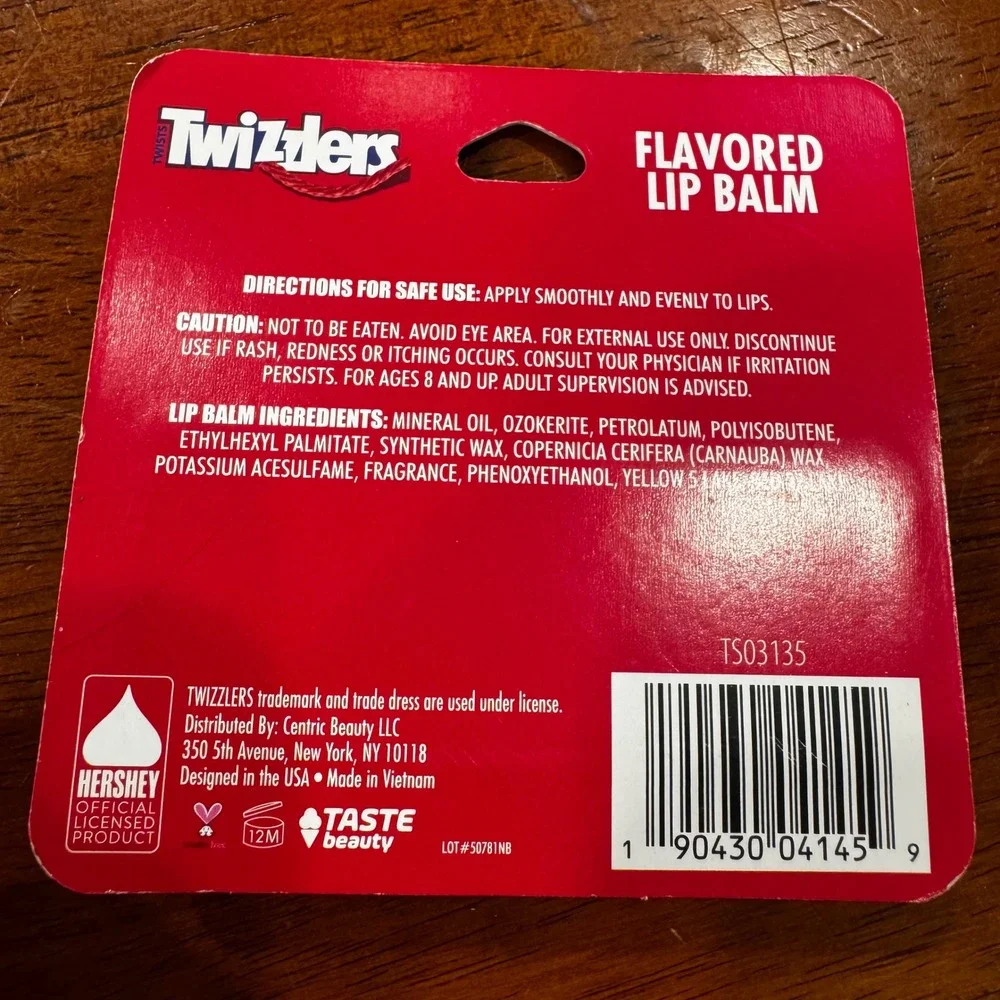 Twizzlers Strawberry Flavored Lip Balm Taste Beauty Hershey Red Candy 0.12oz NEW